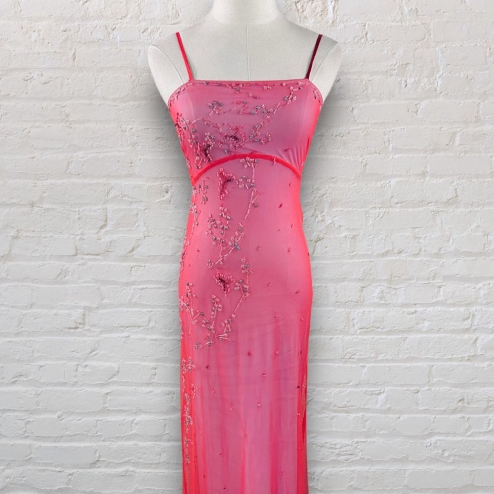 vintage bcbg beaded mesh dress